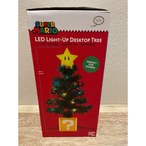 Super Mario ~ LED Light-Up Desktop Tree~Christmas Collectible~10" ~Nintendo~NIB - Picture 4 of 4